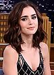 Lily Collins cleavy & leggy in a mini dress pics