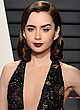 Lily Collins braless showing huge cleavage pics