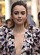Lily Collins showing huge cleavage & leggy pics