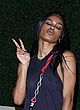 Teyana Taylor naked pics - walking in see-through outfit