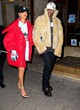 Rihanna blue mini dress & red jacket pics