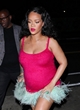 Rihanna pink fur-trimmed mini dress pics