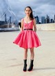 Emilia Clarke wore a pink skater dress pics