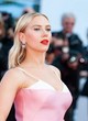 Scarlett Johansson pink dress with white bra pics