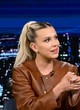 Millie Bobby Brown chic in brown leather jacket pics