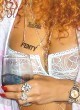 Rihanna visible tits in white bra pics