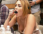 Miley Cyrus videos - shows off deep cleavage Miley Cyrus shows off deep cleavage clips