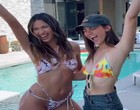 Victoria Justice denim shorts and bikini top clips